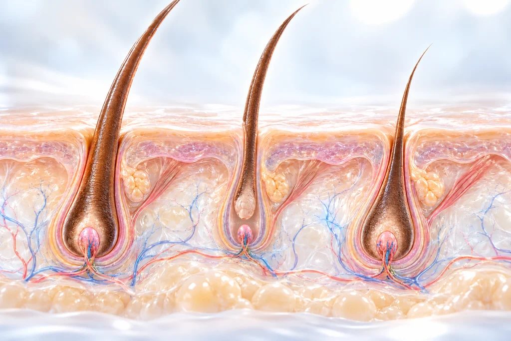 Stages of the hair cycle — NOVA Three views of the hair cycle: a hair in place, shaft release, and new growth.